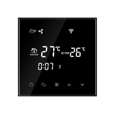 Black Glass Screen Wifi Fan Coil Thermostat TGT70-AC