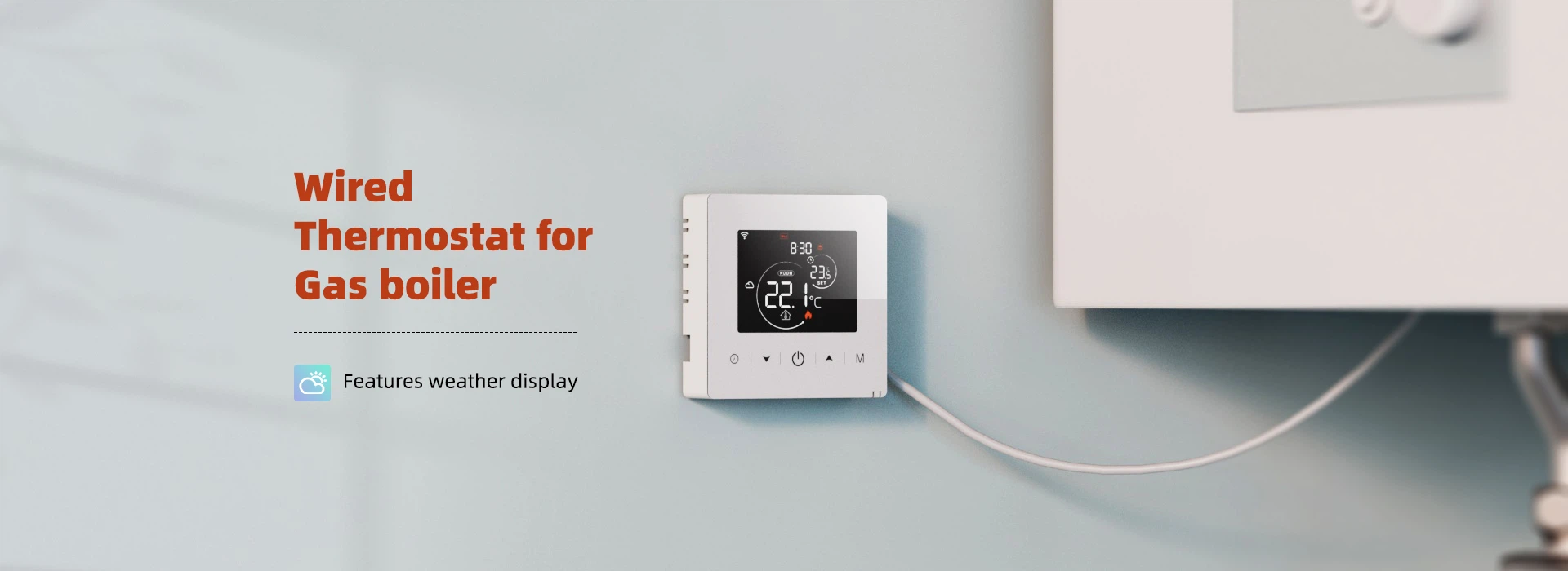 Battery power supply wired WiFi gas boiler heating room thermostat
