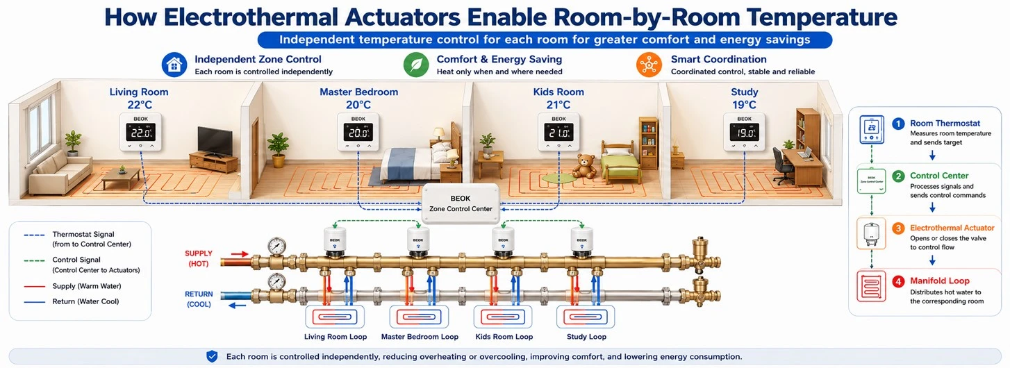thermal actuator zone control thermal actuator zone control