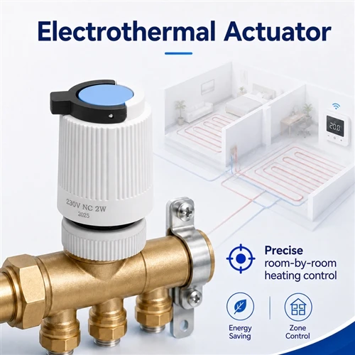 How do electro-thermal actuators enable individual room temperature control?